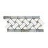 Thassos White Basketweave w/ Blue-Gray Border 4 3/4" x12"